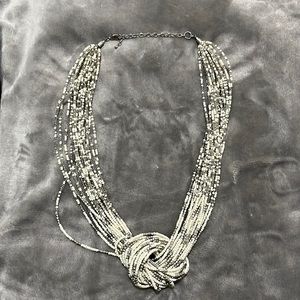 White and silver beaded necklace